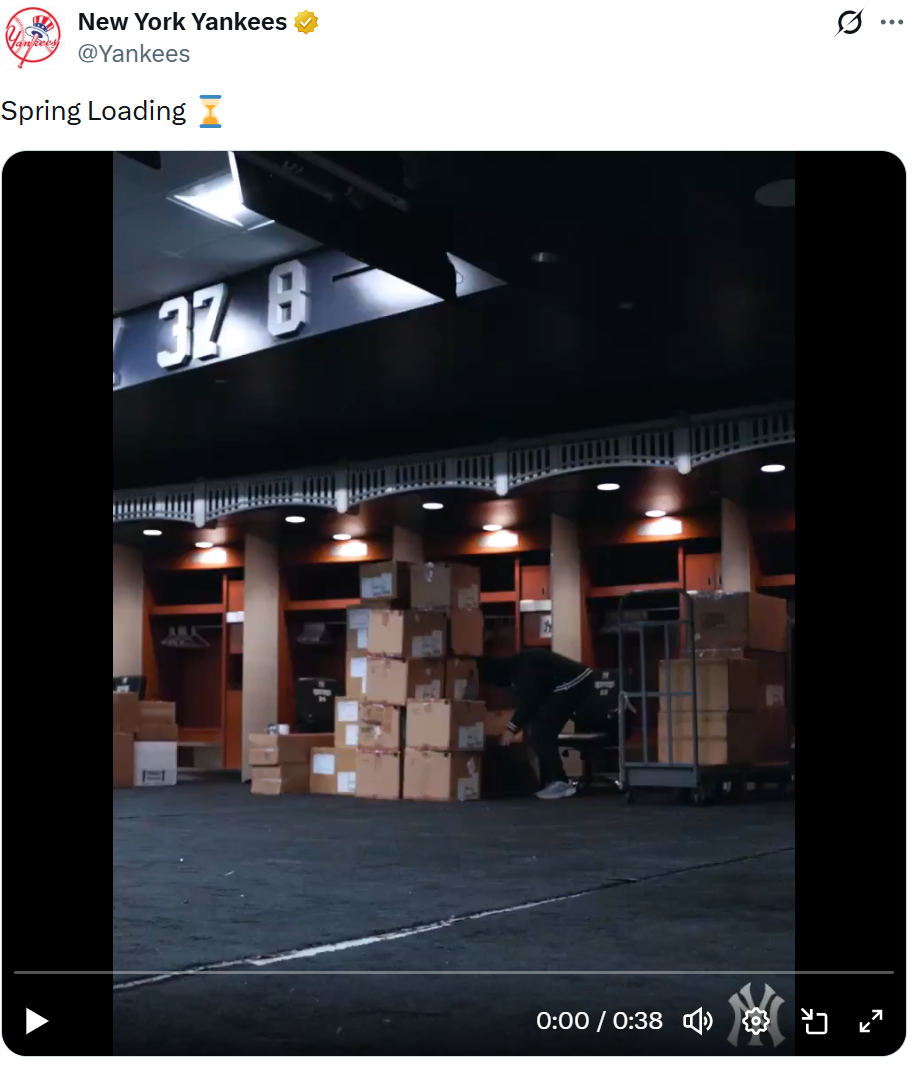 Yankees' post on X about Spring Training