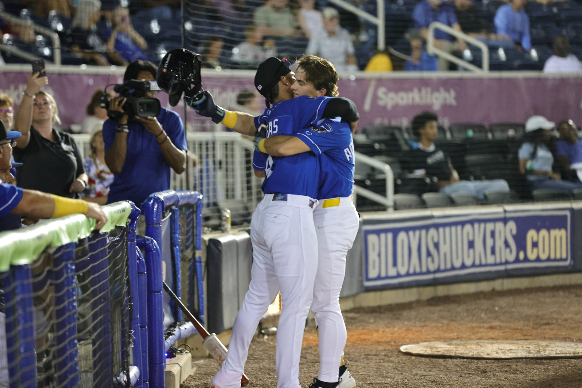 Josh Adamczewski hugging Jheremy Vargas