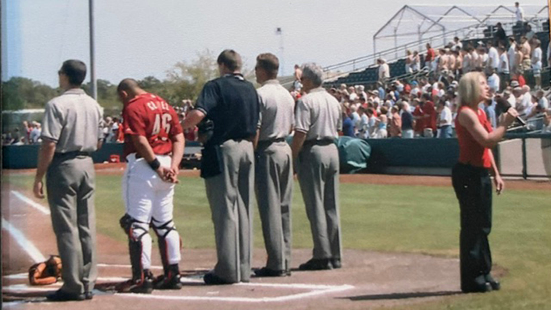 Melissa Hughes singing the National Anthem