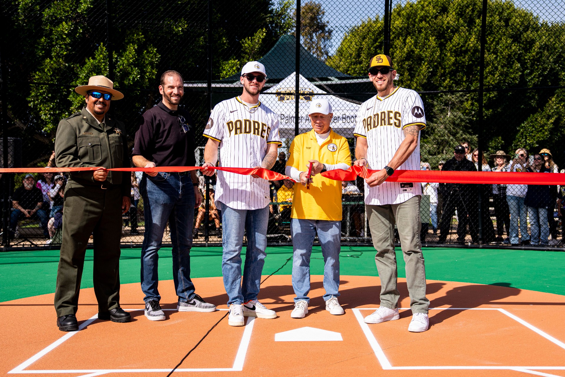 Jackson Merrill and Joe Musgrove at Miracle League of San Diego field