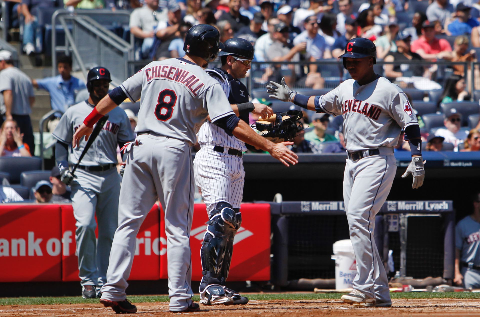 José Ramírez celebrates his first career home run