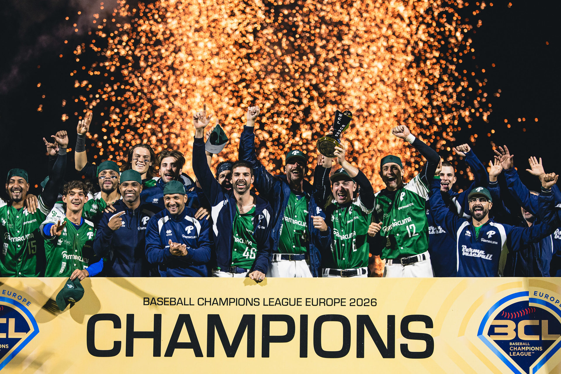 Parma celebrates its Baseball Champions League Europe title. Photo by WBSC. 