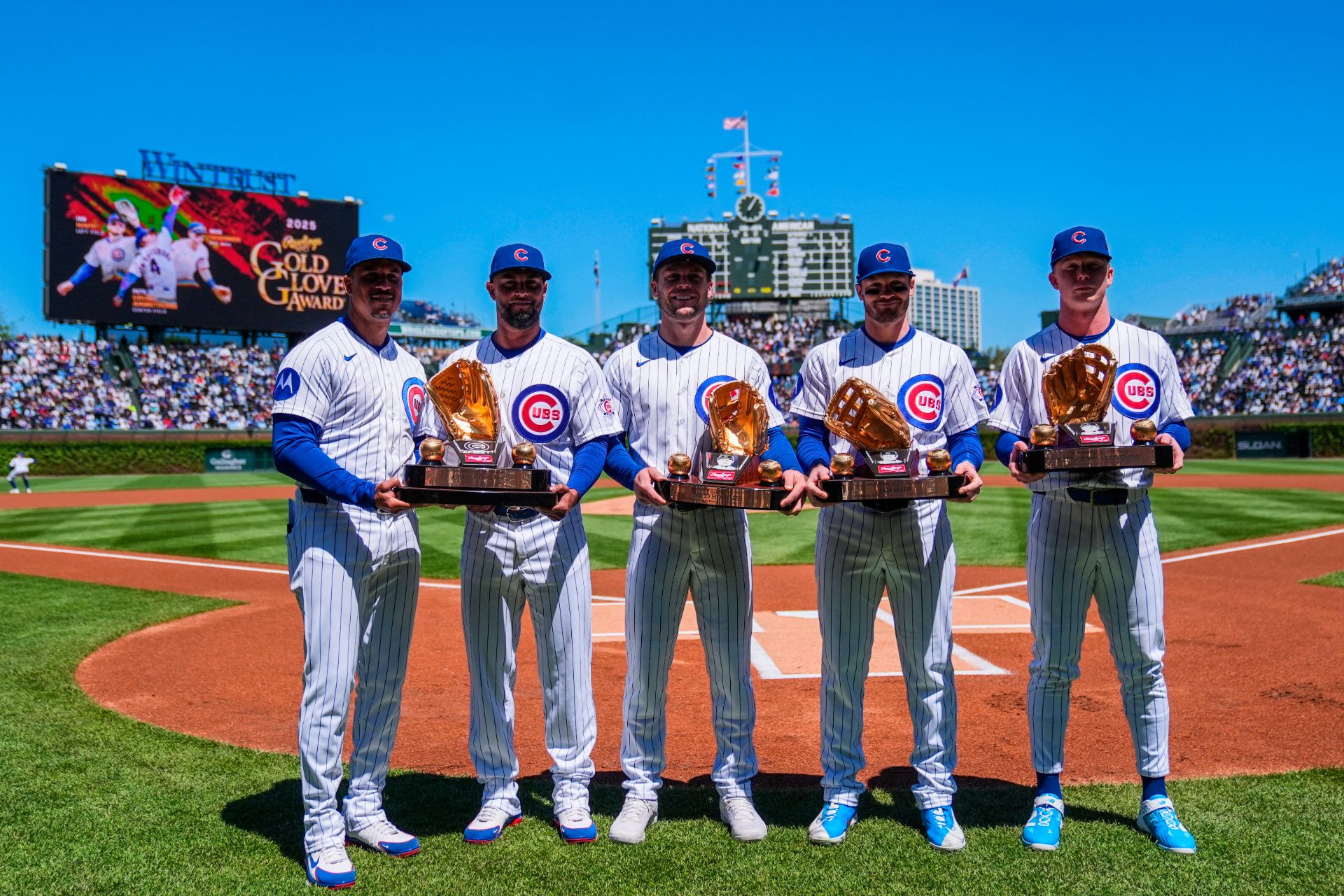 From L to R: Jonathan Mota, Quintin Berry, Nico Hoerner, Ian Happ and Pete Crow-Armstrong