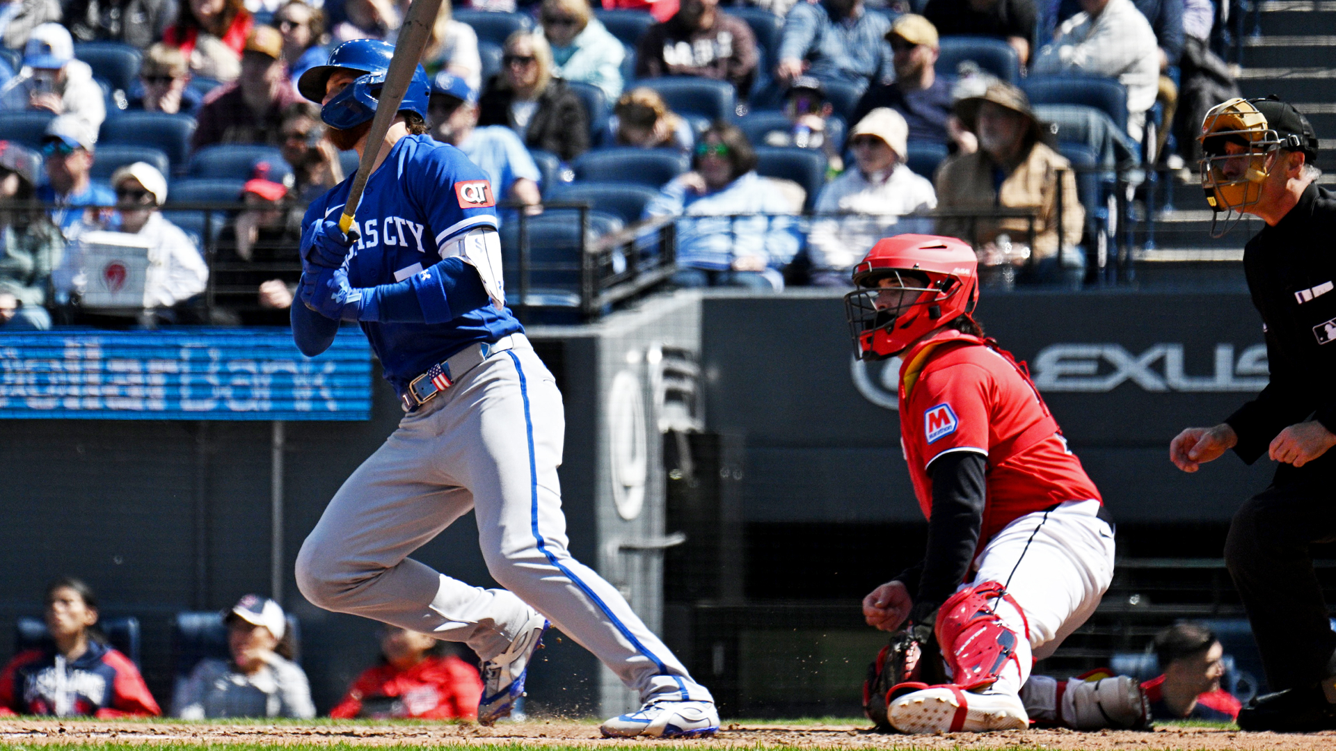 Bobby Witt Jr. bats against the Guradians on April 8