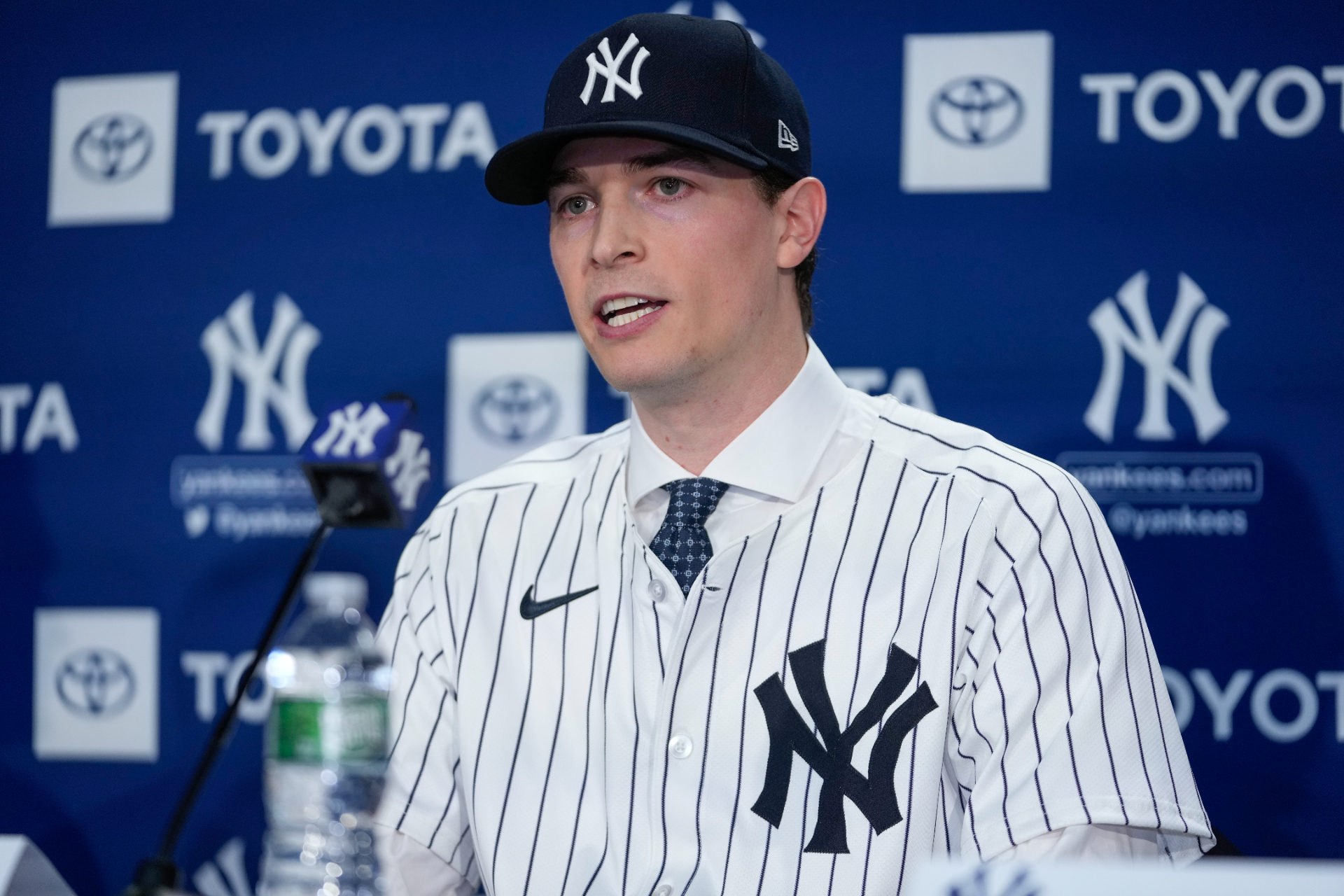 Max Fried at his introductory press conference in December 2024