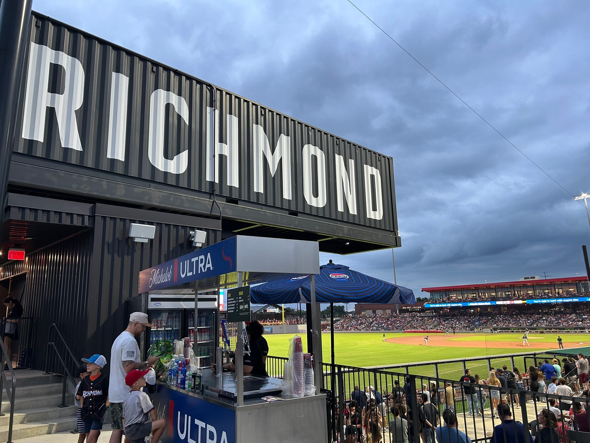 Richmond sign over CarMax Park's outfield patio