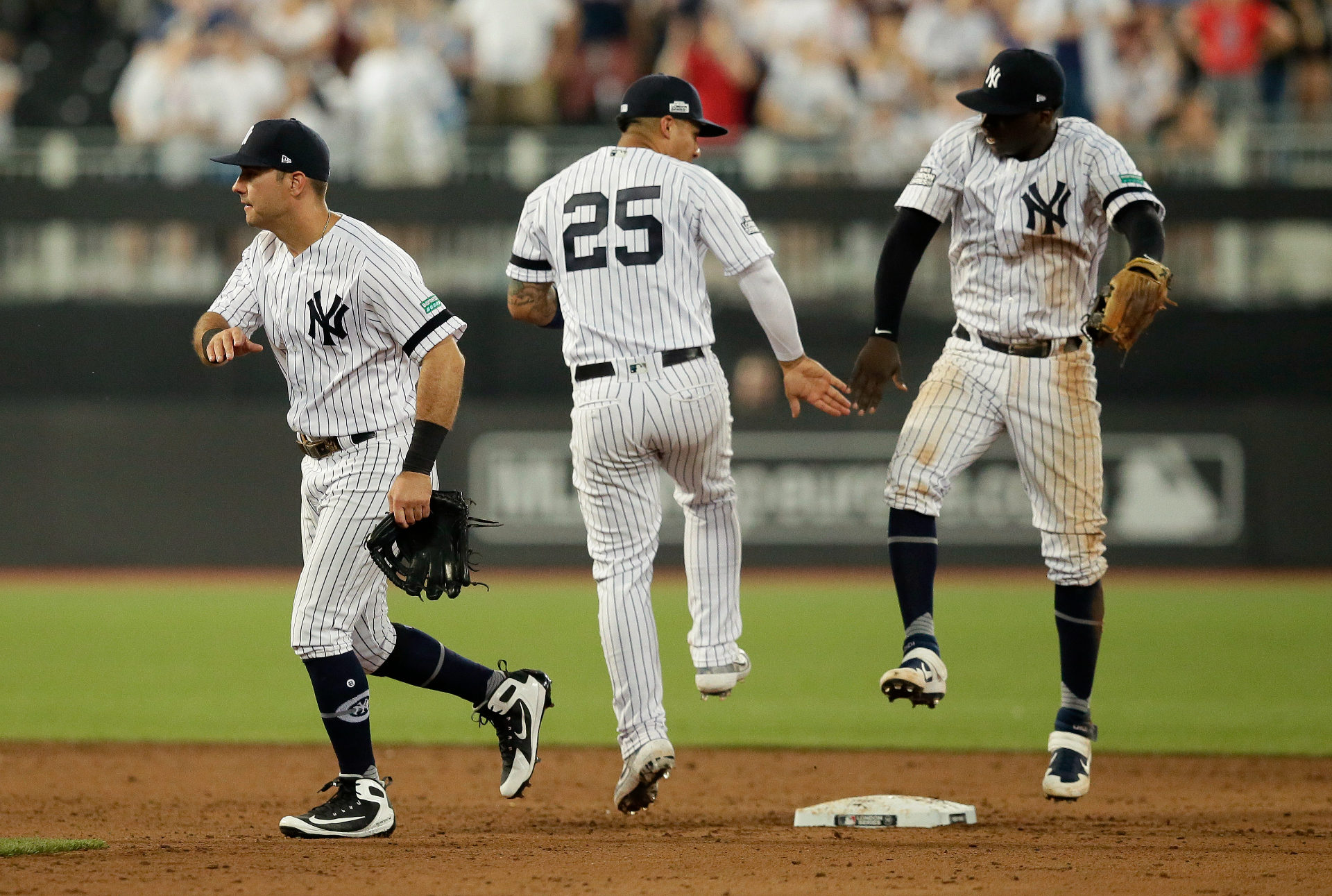 Mike Tauchman, Gleyber Torres and Didi Gregorius