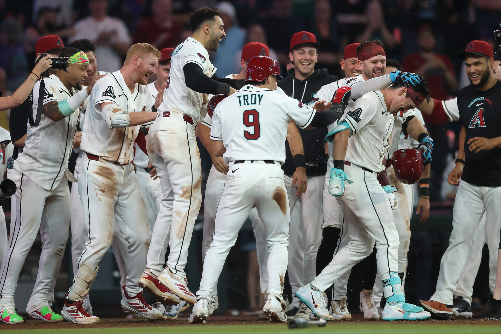 D-backs celebrating a walk-off