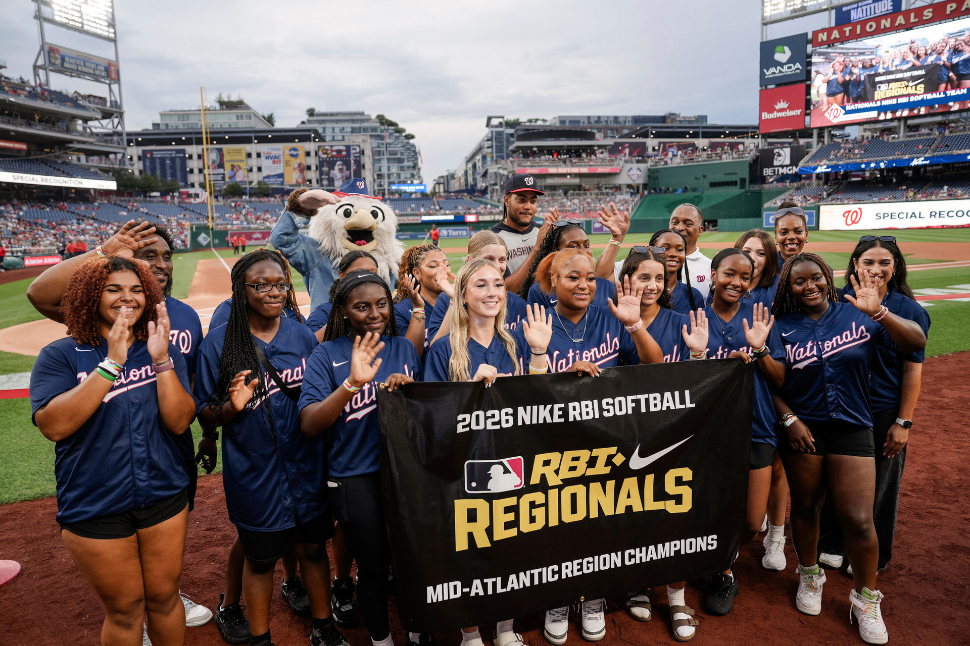 The Nike RBI Softball team out of the Nationals Youth Baseball Academy