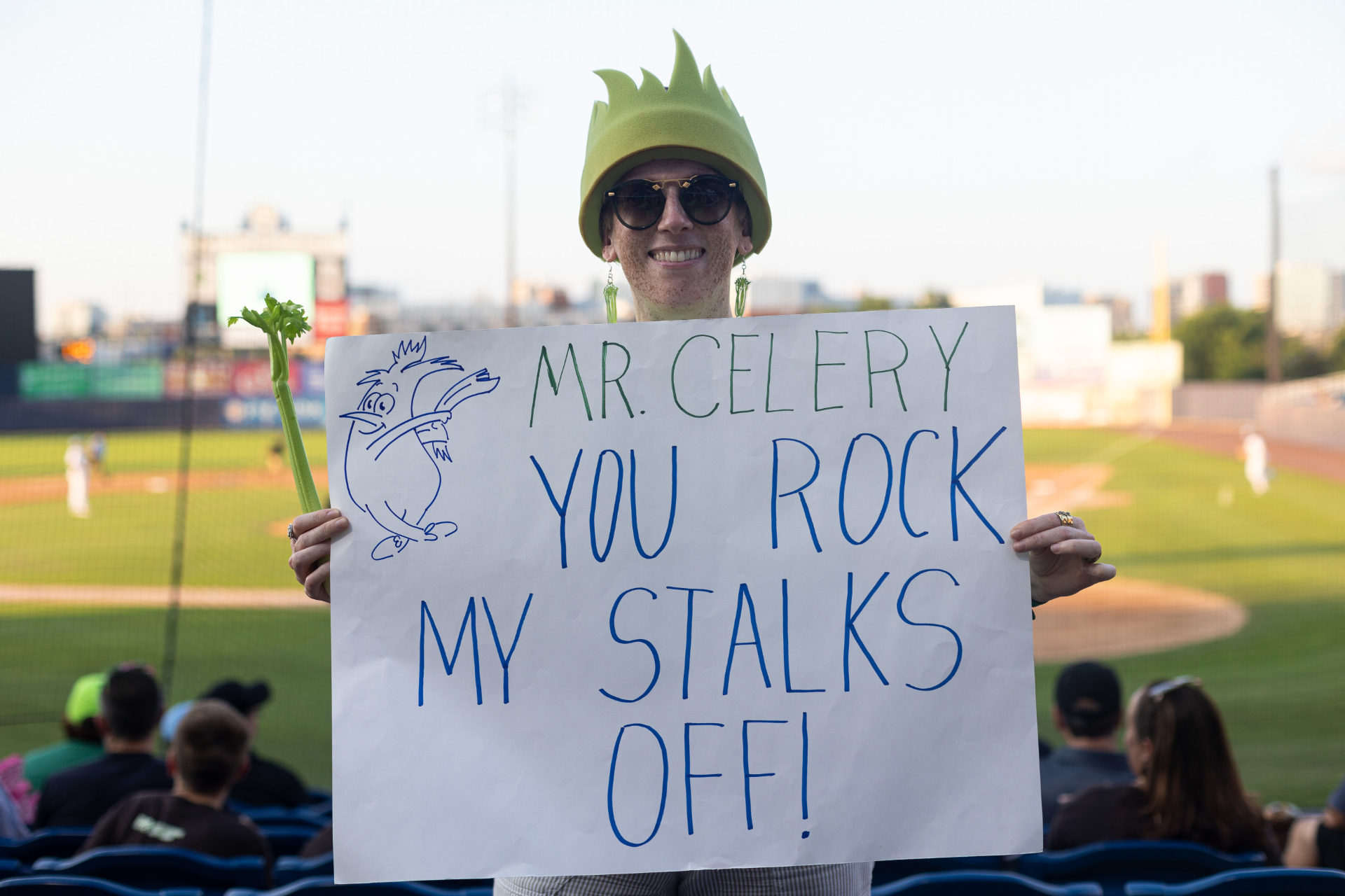 Fan with sign