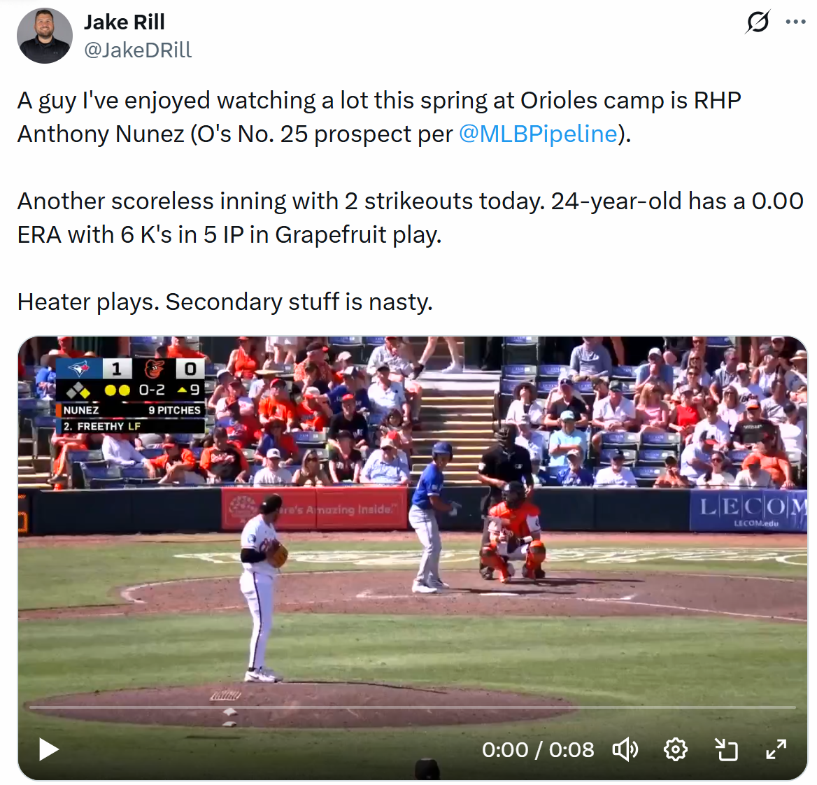 Post on X about Anthony Nunez