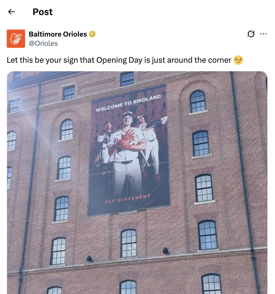 Baltimore Orioles X post of Camden Yards