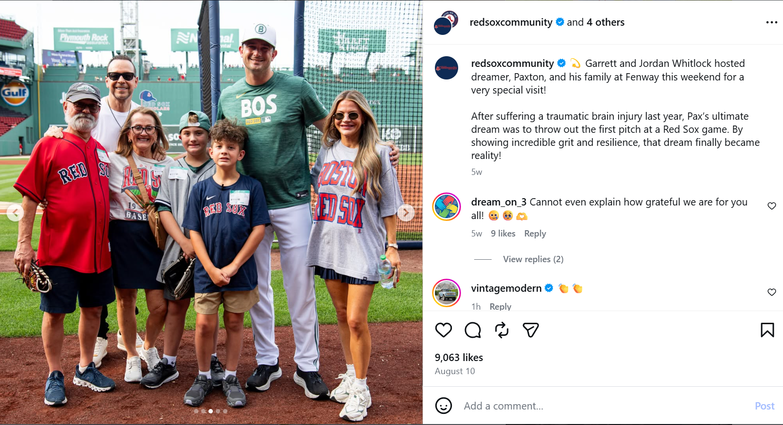 Garrett Whitlock Red Sox Community post 