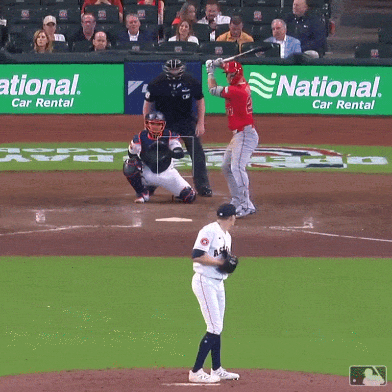 An animated GIF of Mike Trout's Opening Day home run