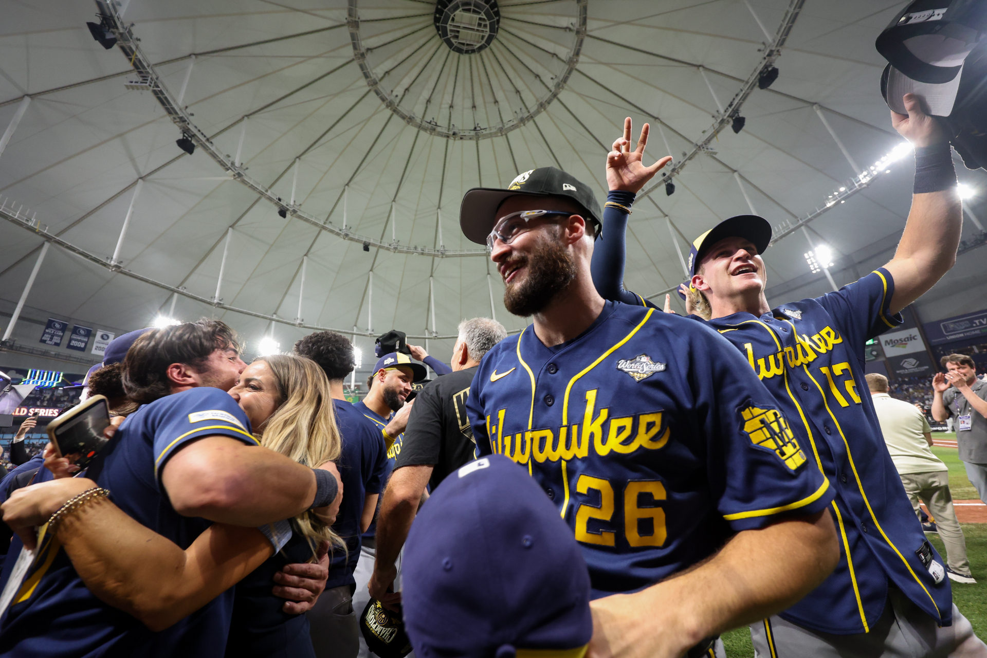 Aaron Ashby celebrates winning the World Series