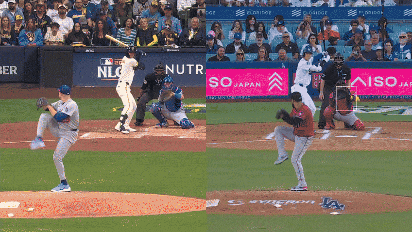 An animated GIF of Brice Turang's home run vs. Shohei Ohtani's An animated GIF of Brice Turang's home run vs. Shohei Ohtani's