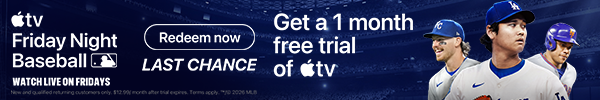 Friday Night Baseball. Watch on Apple TV. Get a 1 Month Free Trial - Redeem Now. Friday Night Baseball. Watch on Apple TV. Get a 1 Month Free Trial - Redeem Now.