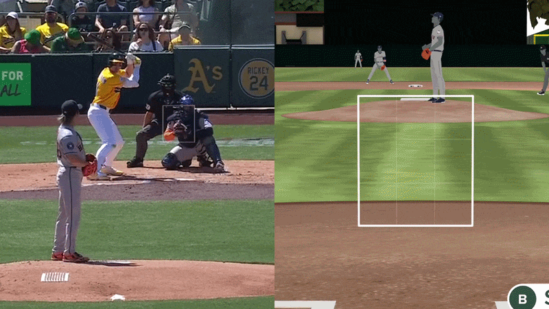 An animated GIF of Tatsuya Imai's slider with Gameday 3D tracking