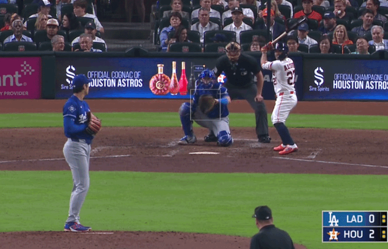 An animated GIF of Shohei Ohtani striking out Jose Altuve