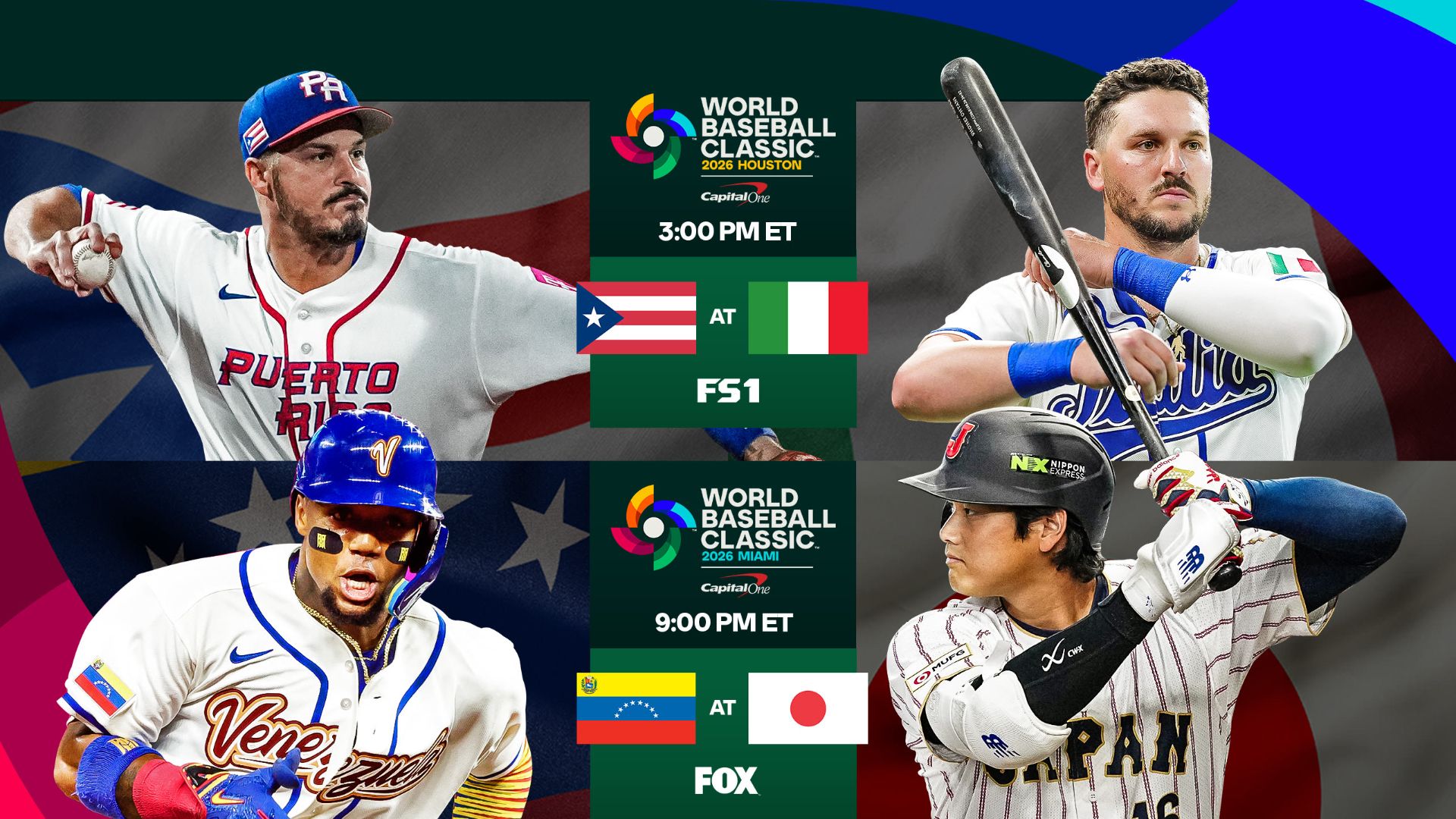 Puerto Rico vs. Italy and Venezuela vs. Japan in quarterfinals