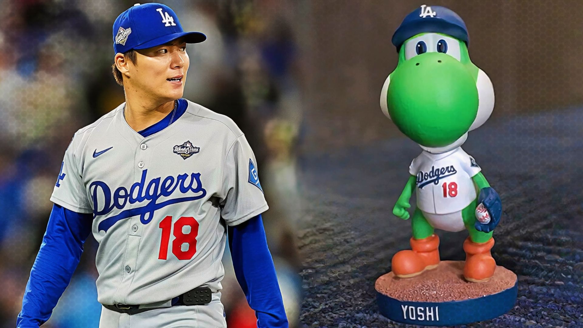 Yoshinobu Yamamoto and Yoshi Bobblehead