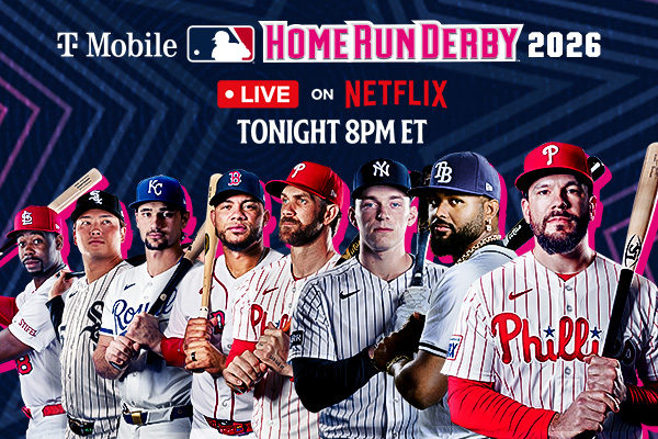 For the first time ever, the T-Mobile Home Run Derby is coming to you live on Netflix as the league's best sluggers take on baseball's biggest stage. Tune in tonight at 8 PM Eastern to watch a massive show you won't want to miss!