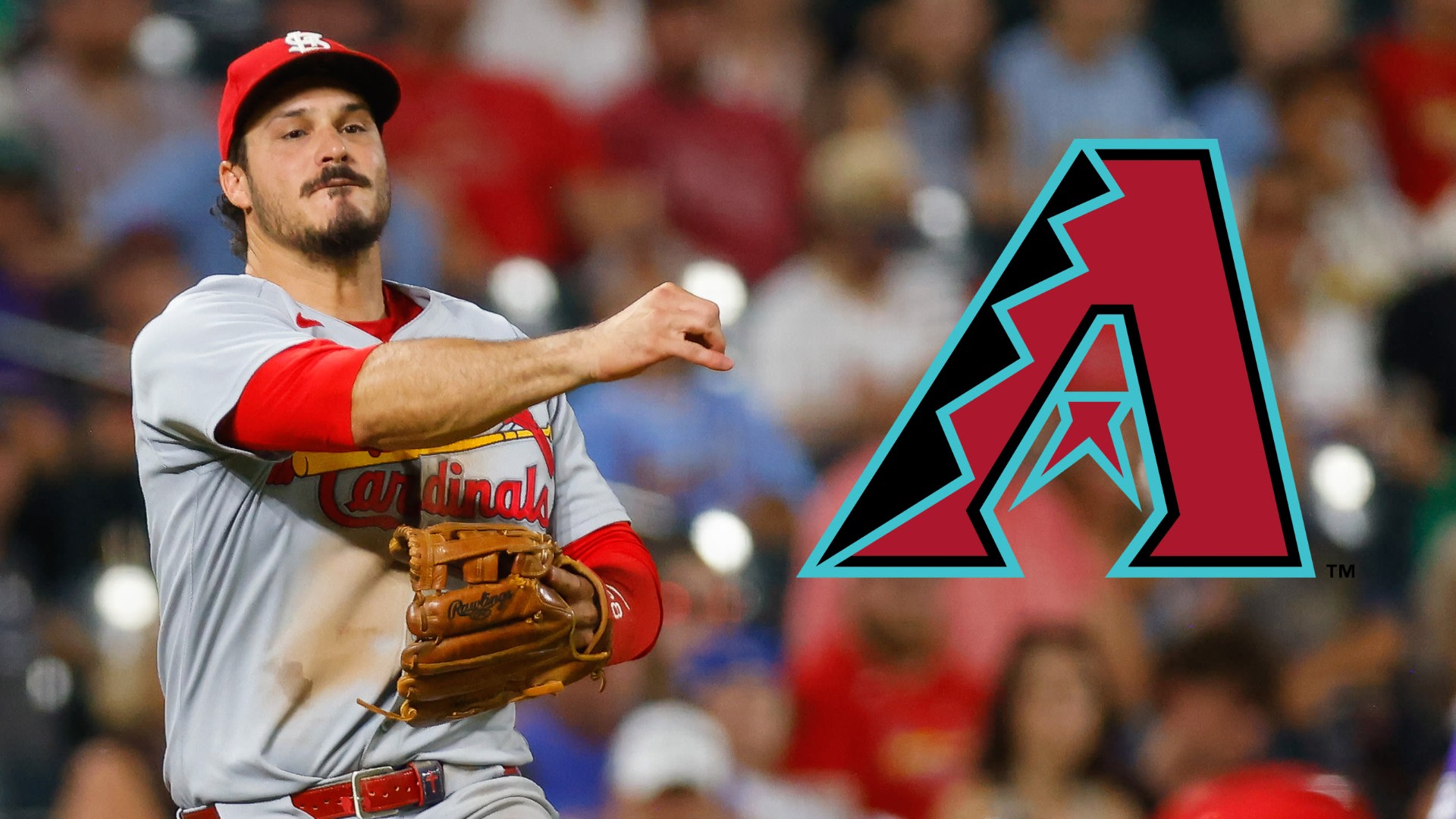 Nolan Arenado with Diamondbacks logo