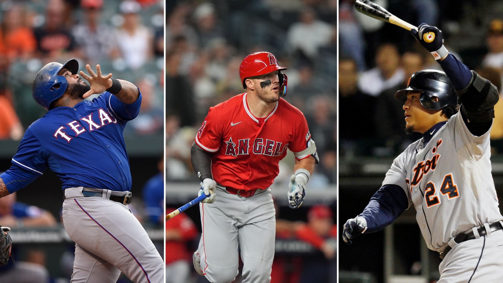 Prince Fielder, Mike Trout and Miguel Cabrera