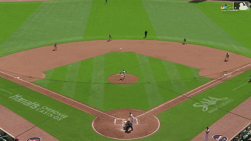 An animated GIF of Denzel Clarke's home run robbery