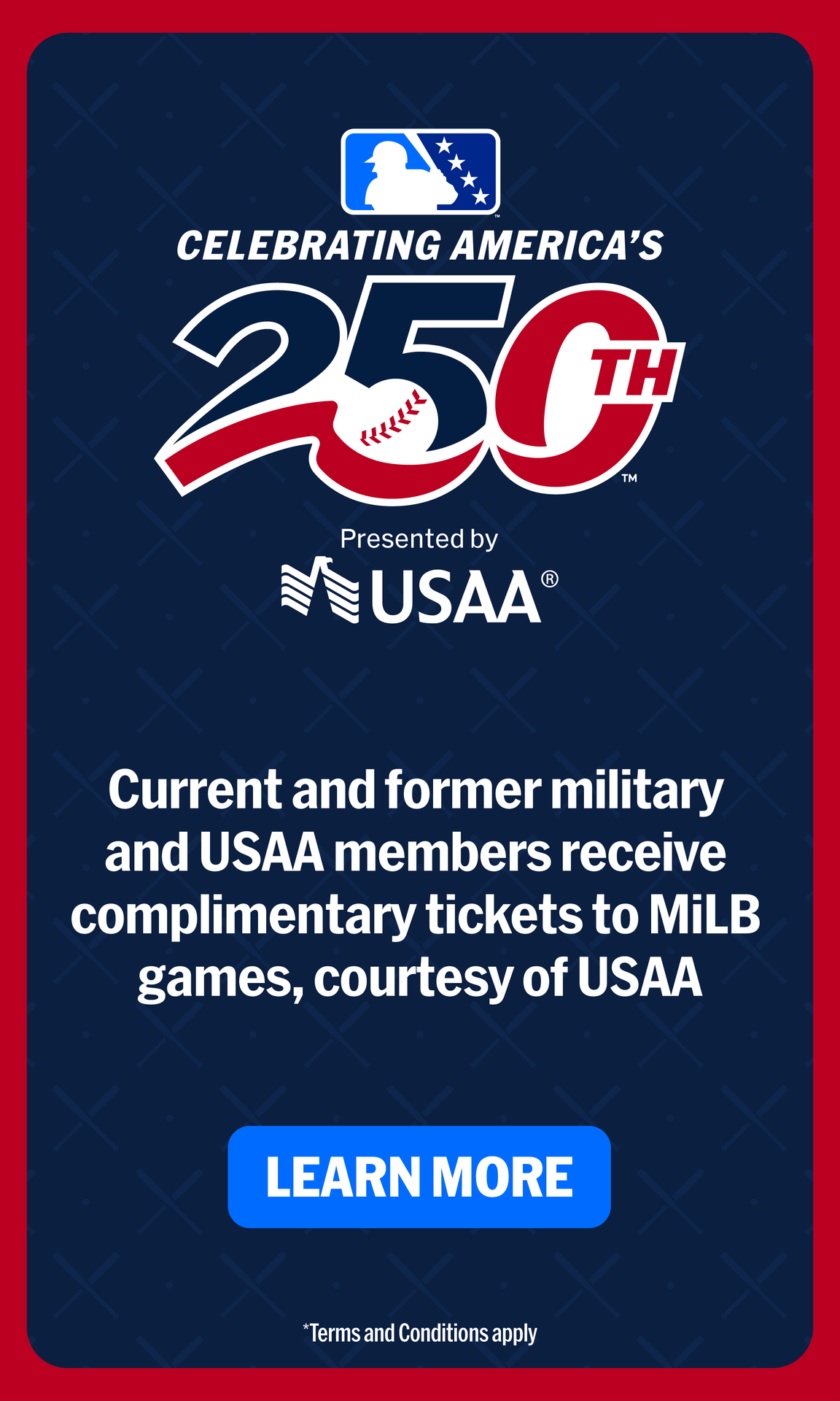 Current and former military and USAA members receive complimentary tickets to MiLB games, courtesy of USAA 